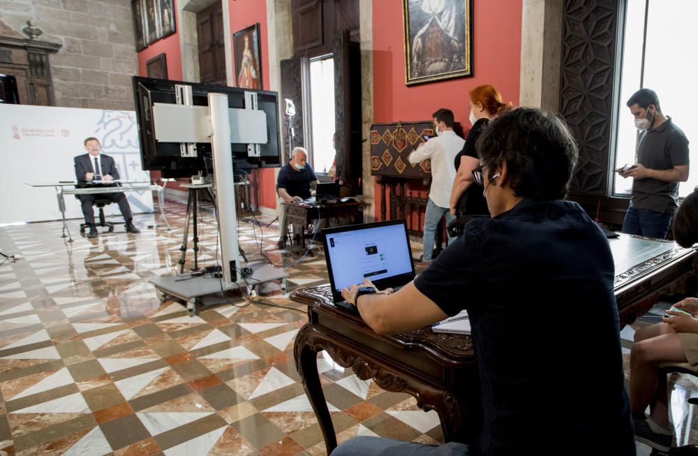 El presidente Ximo Puig en el Encuentro Telemático Levante-EMV/Sabadell