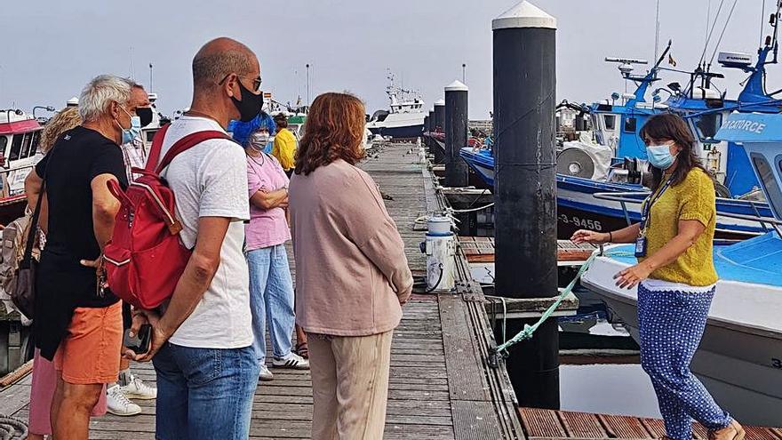 Una ruta guiada ayer en el muelle de Bueu.