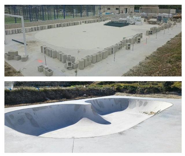 Transformación de la pista de "skate" en cancha de futbito.
