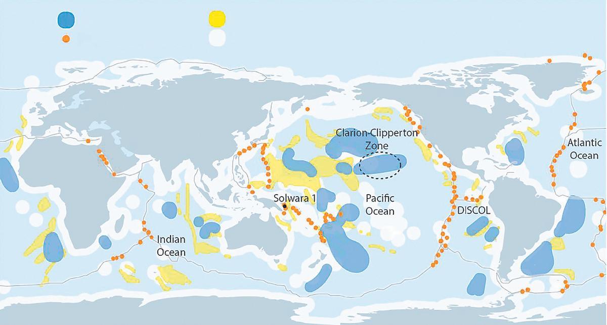 Dsitribució de minerals crítics al fons dels oceans.