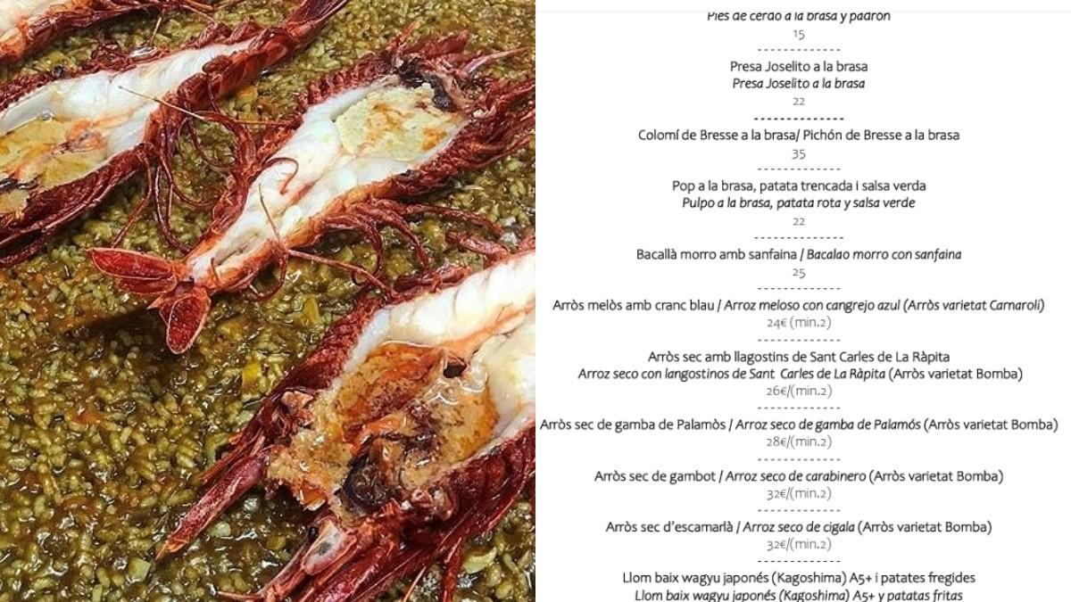 La carta del restaurante La Bonaigua