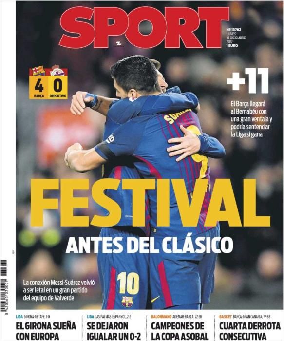 Portadas lunes 18 de diciembre de 2017