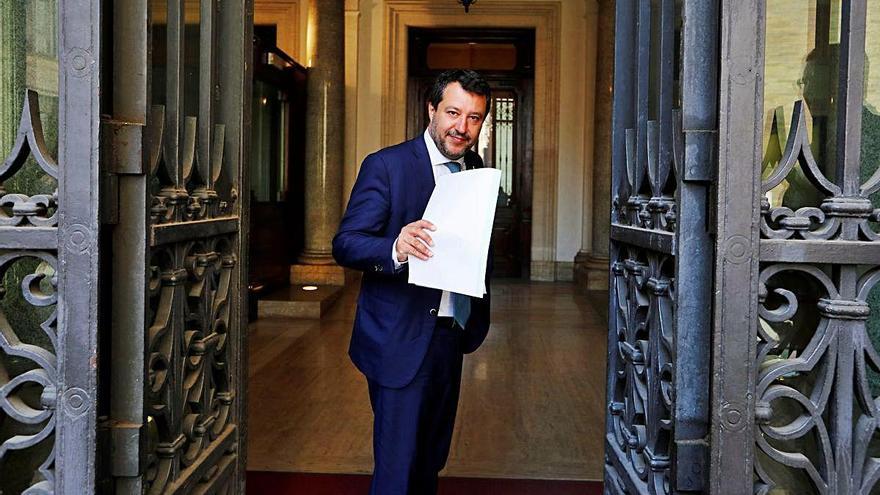 El líder de la ultradreta italiana, Matteo Salvini, ahir al Senat