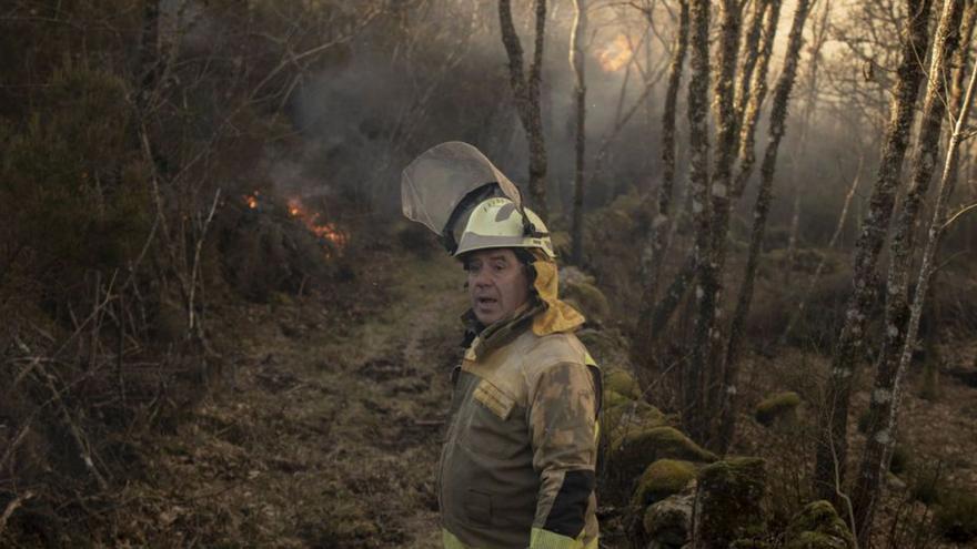 Bombero forestal, en los incendios de la semana pasada.   | // B. LORENZO