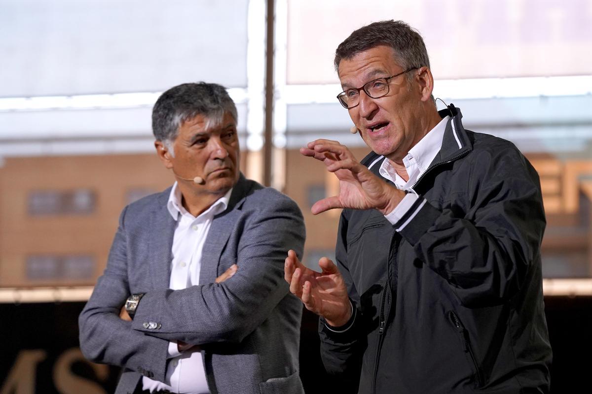 Alberto Núñez Feijóo, interviene junto con el alcalde de Madrid José Luis Martínez-Almeida, en un coloquio sobre Educación, Valores y Liderazgo con Toni Nadal.