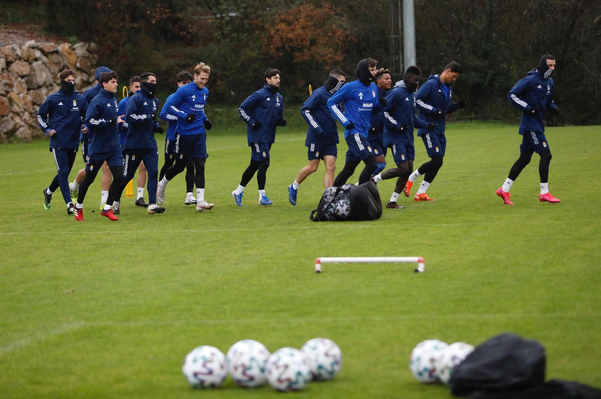 Entrenamiento del Oviedo tras empatar ante el Mallorca