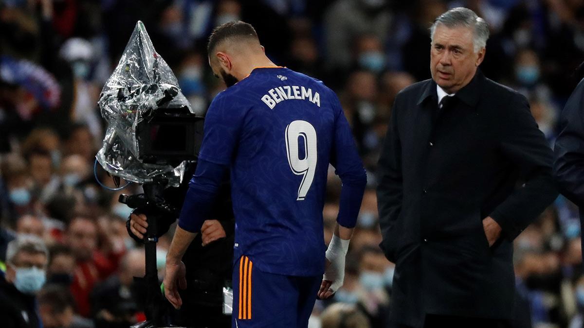 Benzema abandonó el terreno de juego cariacontecido