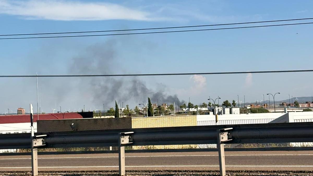 Columna de humo por el incendio de La Cartuja, en Zaragoza.