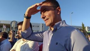 El secretario general del PSOE-M, Juan Lobato, durante una manifestación vecinal el pasado lunes.