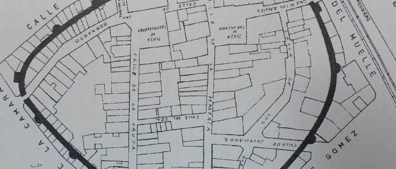 Plano de la ciudad amurallada de Avilés.