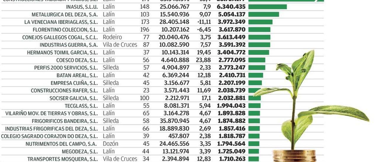 Cerca de una treintena de empresas dezanas rebasa el millón de euros de valor añadido