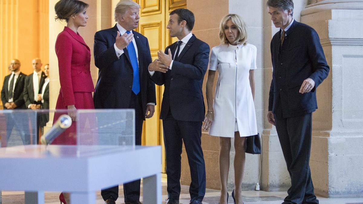 Donald Trump, Melania Trump, Emmanuel Macron, Brigitte Macron, David Guillet