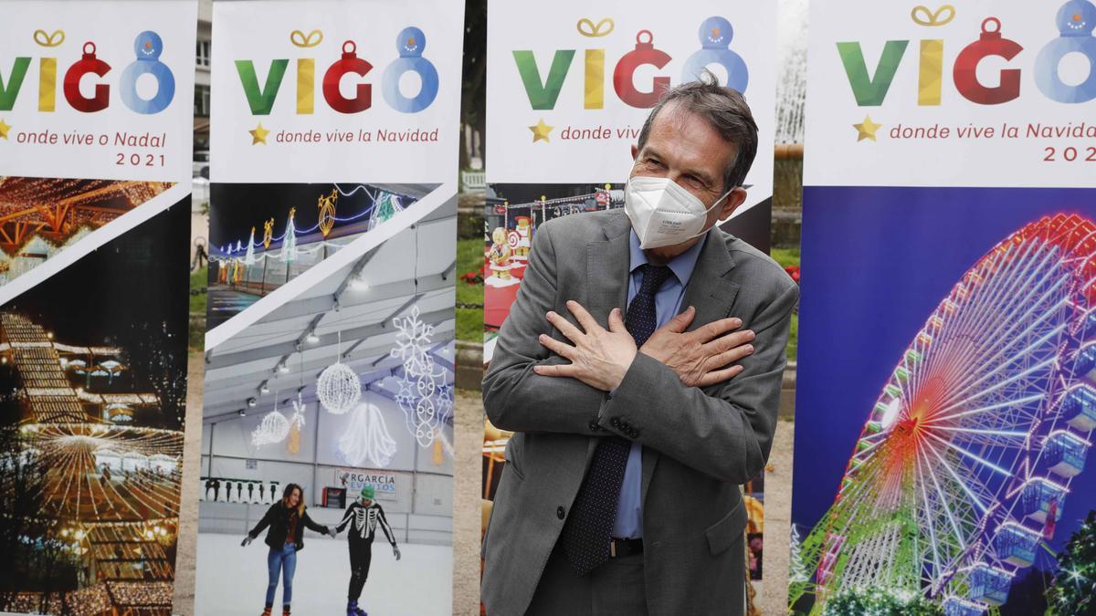 El alcalde, Abel Caballero, durante la presentación de la Navidad en Vigo 2021 el pasado mes de junio