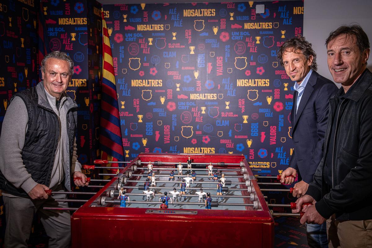 Albert Puig, Francesc Cos y Carles Planchart, en la sede de la candidatura de Nosaltres.