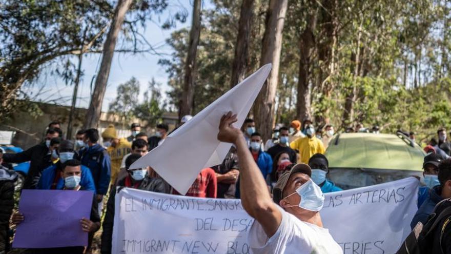 Protestas de migrantes en Las Raíces