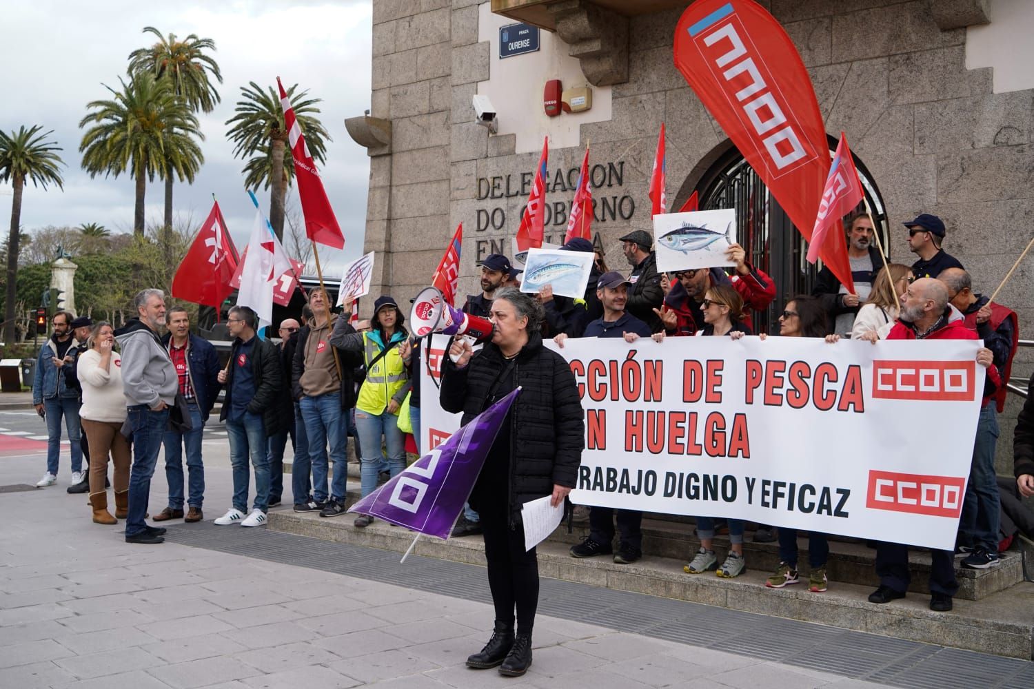 Concentración en A Coruña de personal de inspección de pesca marítima