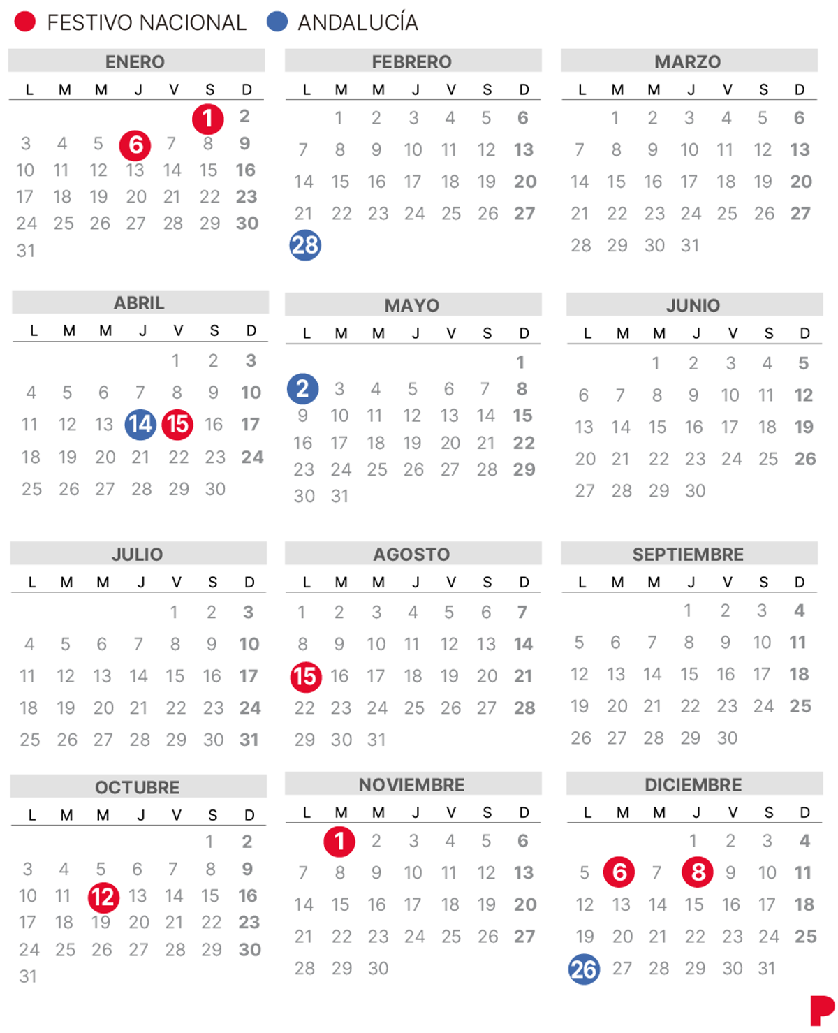 Calendari laboral d’Andalusia del 2022 (amb tots els dies festius)