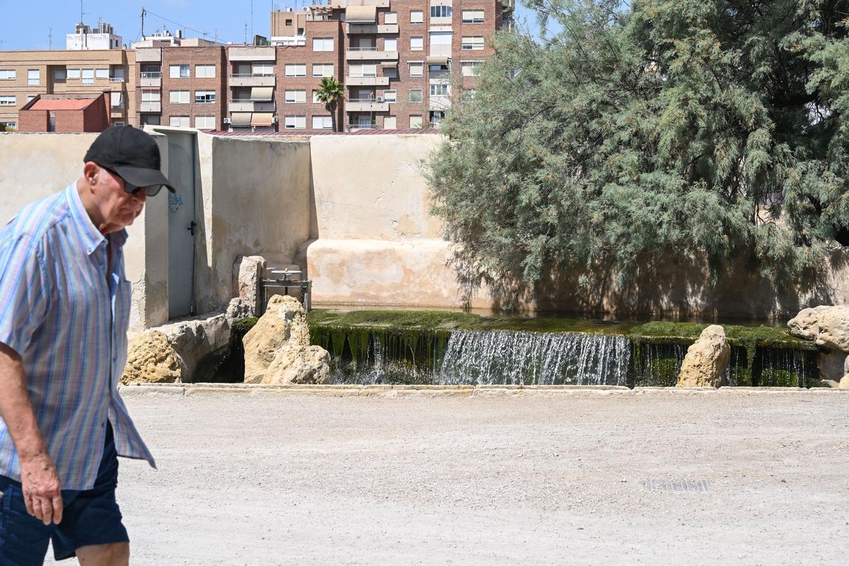 Vista del sistema de riego del Molí del Real del Parque Municipal de Elche