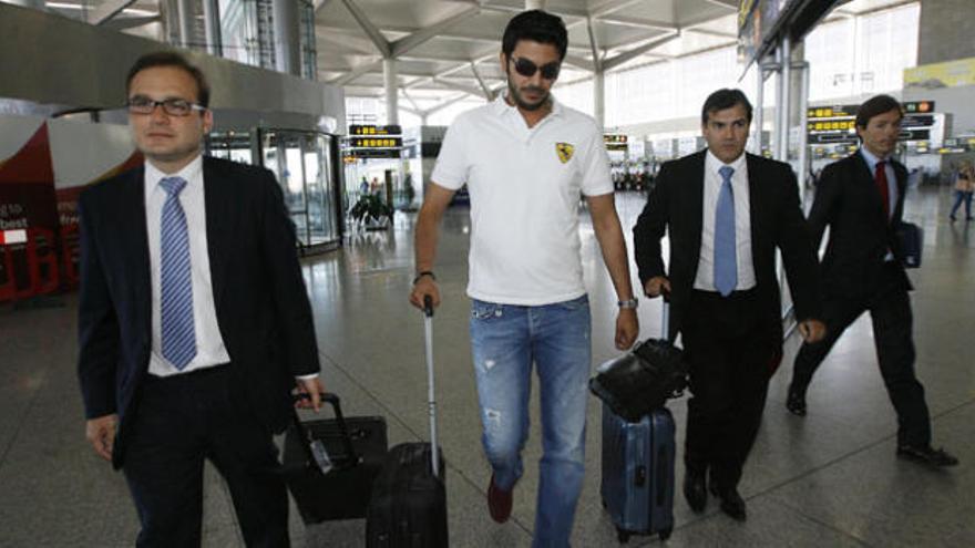 Novo, Shatat, Casado y Jofre, minutos antes de partir en avión hasta Ginebra.