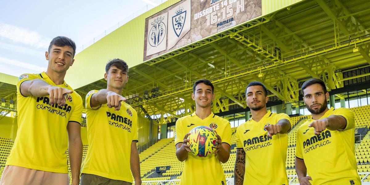 Alberto del Moral, Carlo Adriano, Tiago Geralnik, Dani Tasende y Migue Leal invitan a la afición a animar al Villarreal B ante el Zaragoza.