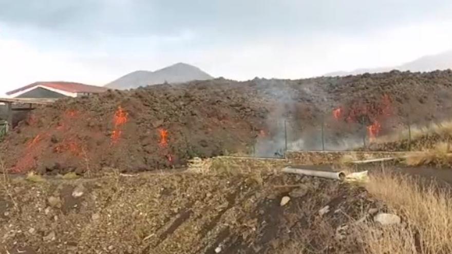 Parte de la colada del volcán de La Palma al sur de Todoque.