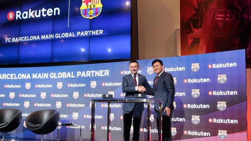 Bartomeu, tras anunciar el acuerdo con Rakuten.