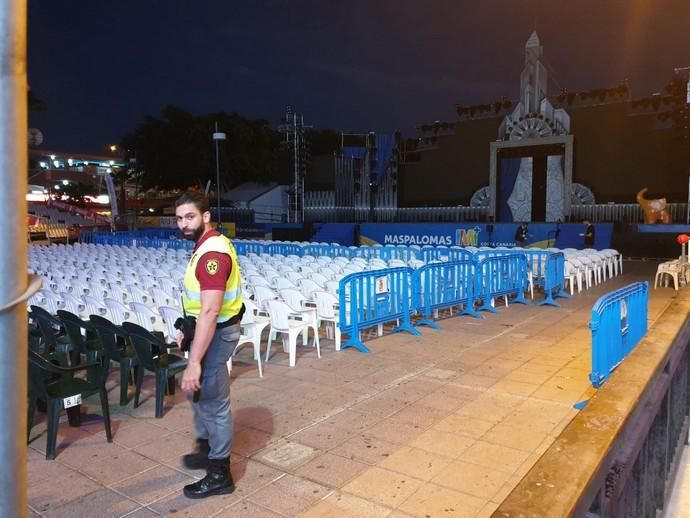 Escenario del Carnaval de Maspalomas, suspendido por el coronavirus