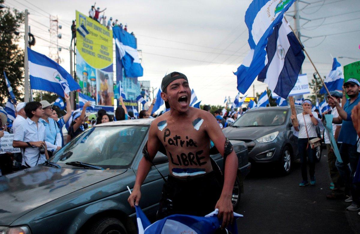 A demonstrator with the phrase   Patria Libre o Morir  written on his body takes part in a protest against Nicaraguan President Daniel Ortega s government in Managua  Nicaragua May 15  2018  REUTERS Oswaldo Rivas     TPX IMAGES OF THE DAY