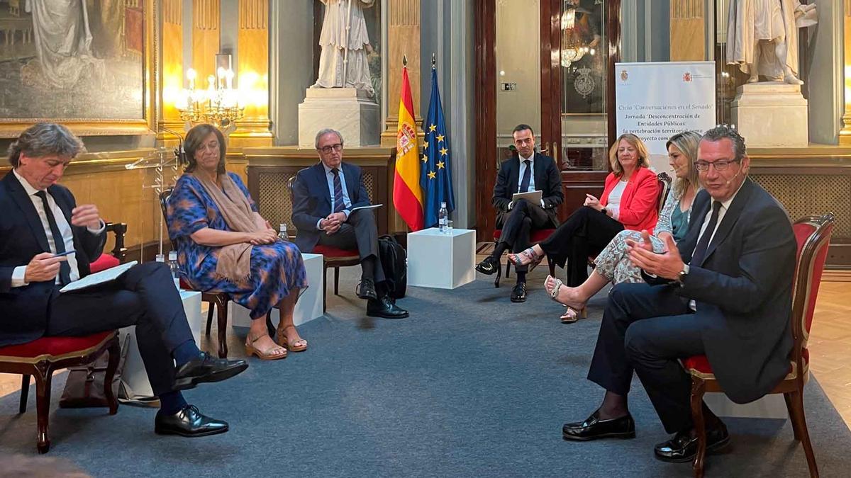 El primer edil benidormense, durante su comparecencia en el Senado.