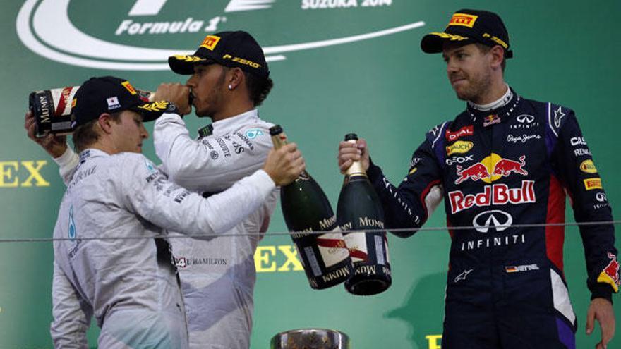 Hamilton, Rosberg y Vettel, podio en Japón.