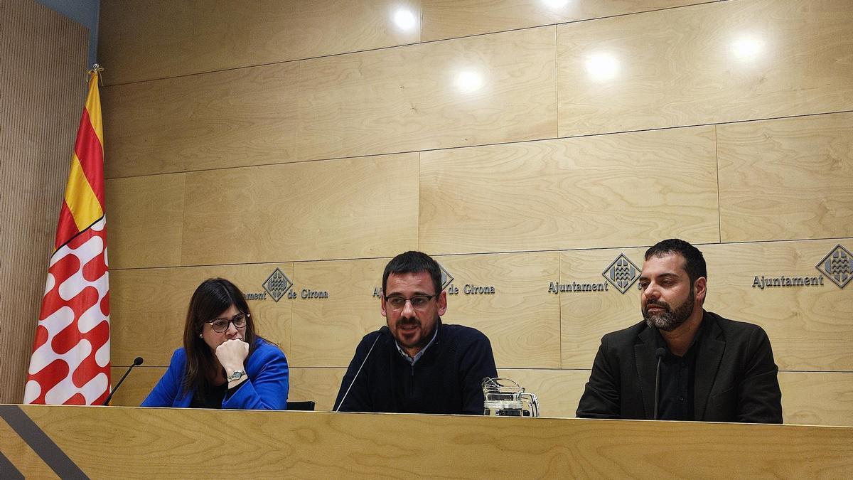 Gemma Geis, Lluc Salellas i Quim Ayats presentant les novetats, aquest matí.