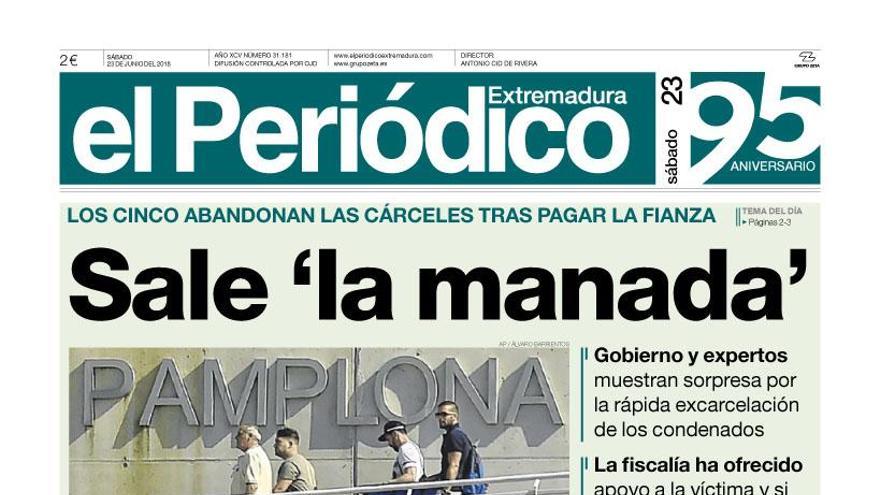 Esta es la portada de EL PERIÓDICO EXTREMADURA correspondiente al día 23 de junio del 2018