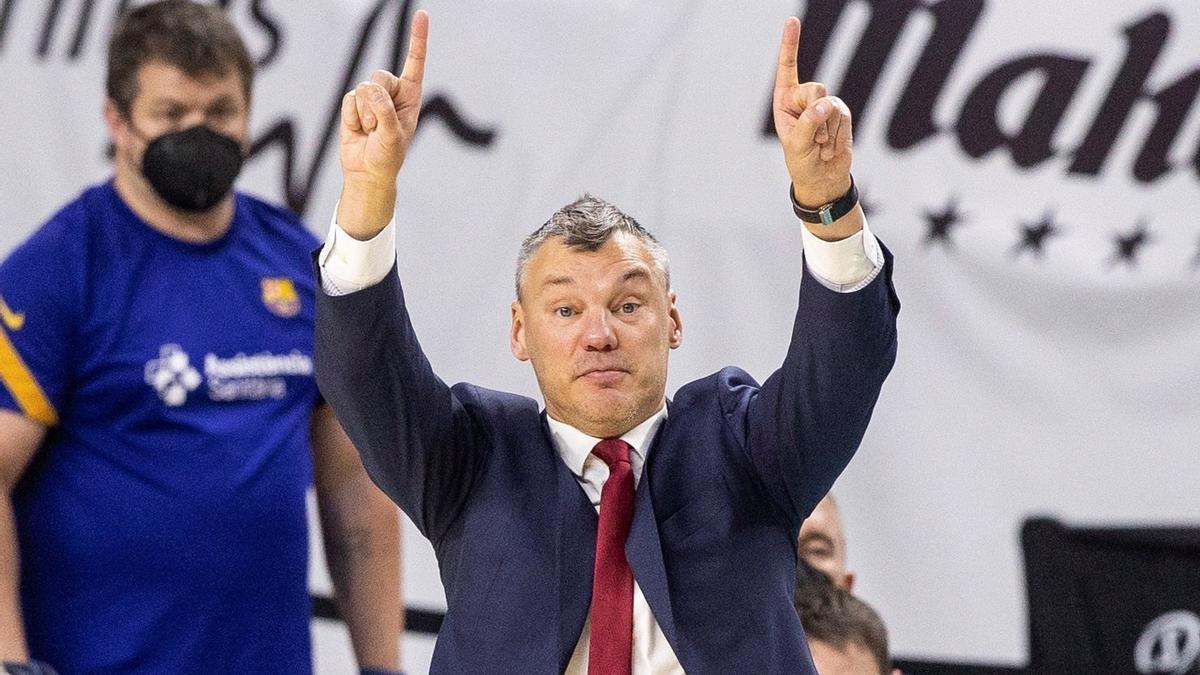 Saras marca una jugada durante el primer partido de la final en el WiZink Center