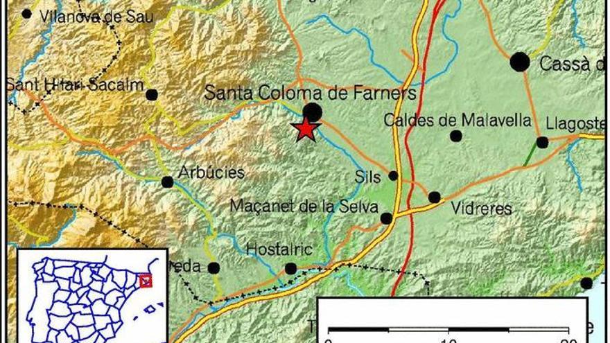 Un lleu terratrèmol de 2,8 graus sacseja Santa Coloma de Farners