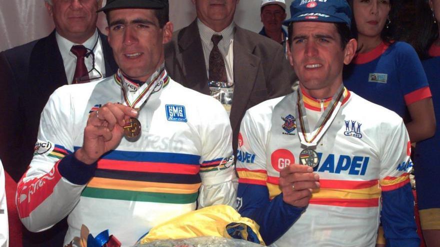 Miguel Induráin y Abraham Olano, medallas de plata y oro en el mundial de 1995