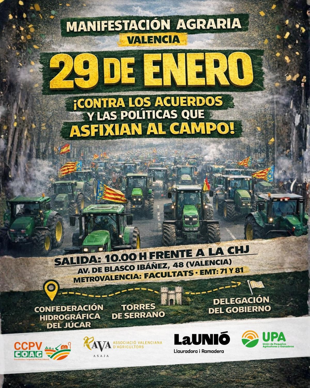 Cartel de la manifestación del 29 de enero en València.