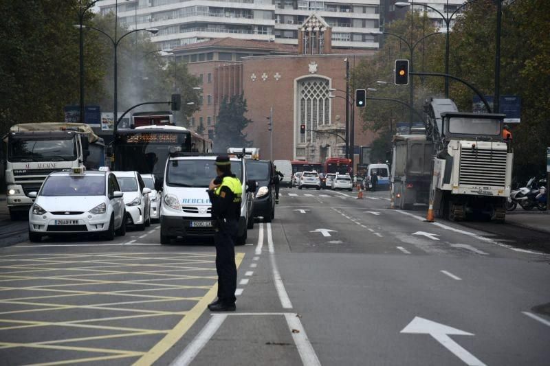 Atascos en el paseo Pamplona de Zaragoza