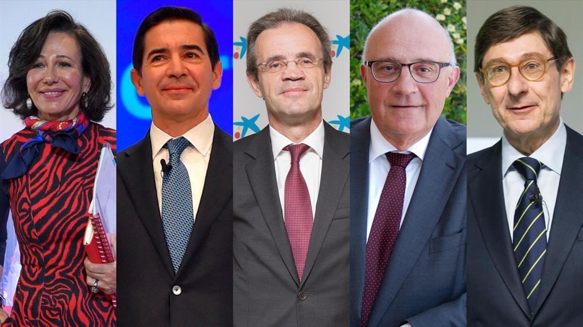 Ana Botín, Carlos Torres Vila, Jordi Gual, Josep Oliú y José Ignacio Goirigolzarri