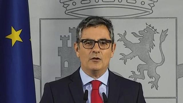 El ministre Félix Bolaños compareix per comentar la sentència del TJUE, ahir. | LA MONCLOA / EFE