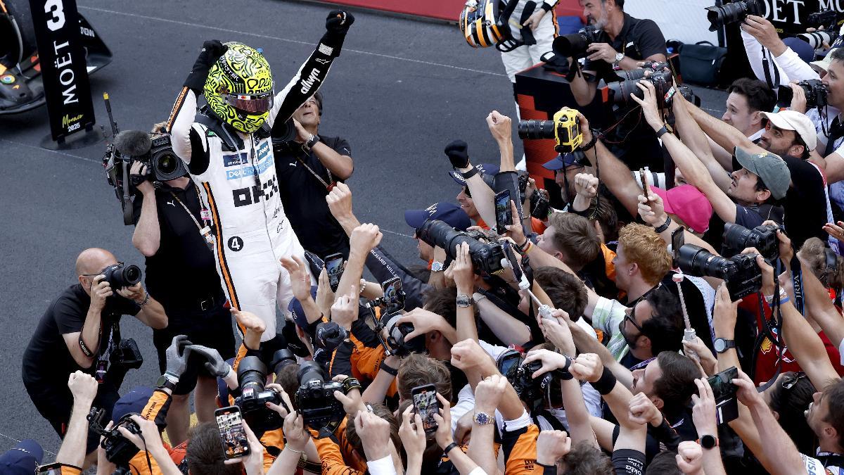 Lando Norris celebra su primera victoria en Mónaco