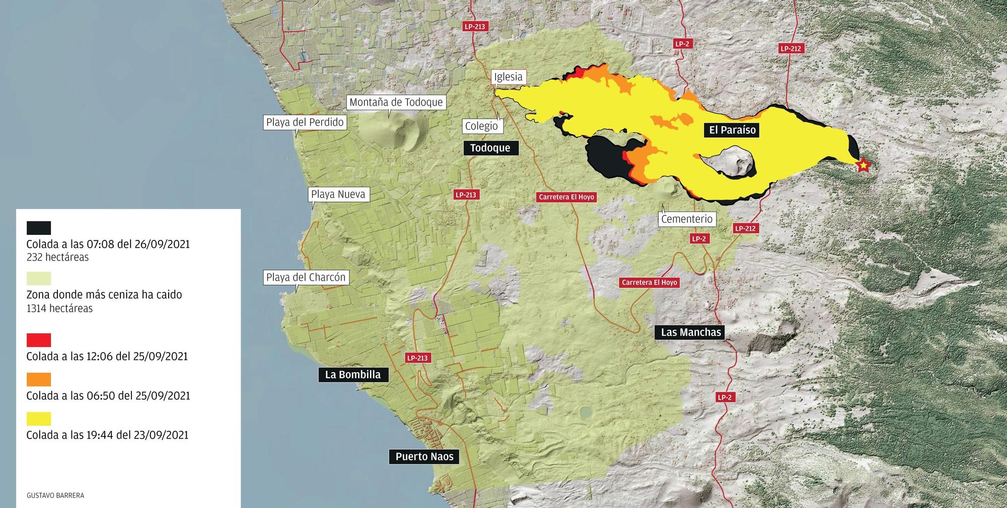 La colada de lava del volcán de La Palma engulle el corazón de Todoque