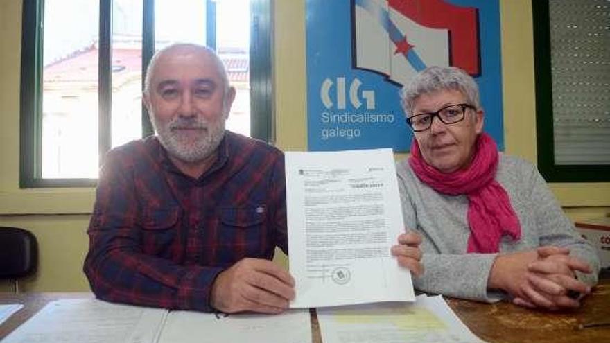 Delegados de CIG Xoán Xosé Bouzas y Rosa Abuín. // Noé Parga