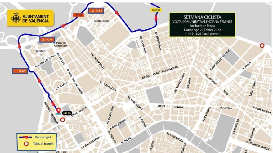 Cortes de calles en València y horarios de llegada de la Setmana Ciclista