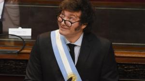 El presidente de Argentina, Javier Milei, en la Cámara de Diputados.