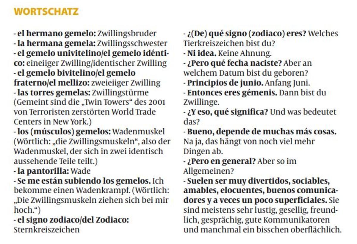 Der Wortschatz zum Thema.