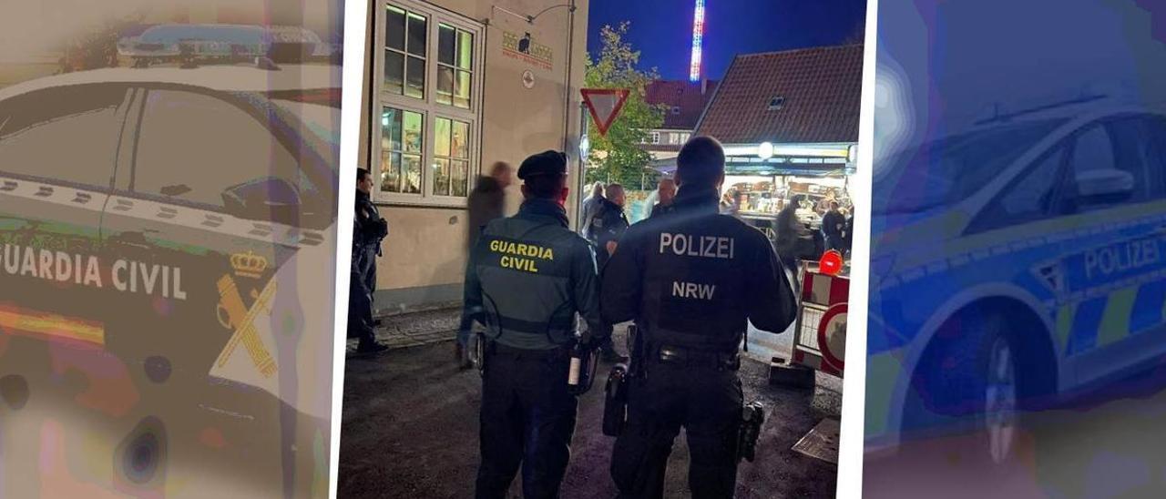 Pilotprojekt: Ein Beamter der Guardia Civil mit einem deutschen Polizisten auf der Soester Allerheiligenkirmes.