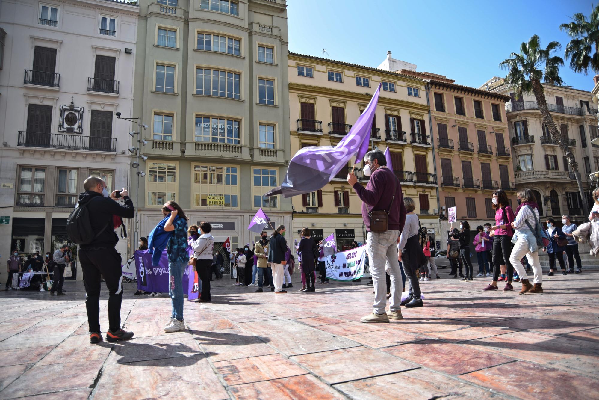 Manifestación por el 8M en las calles del Centro de Málaga