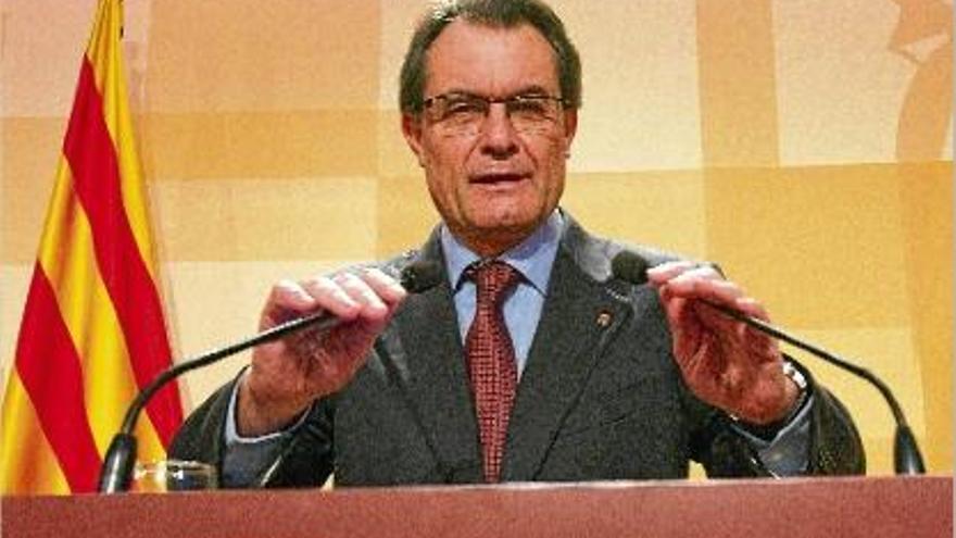 El president de la Generalitat, Artur Mas, ahir, durant la roda de premsa d&#039;ahir.