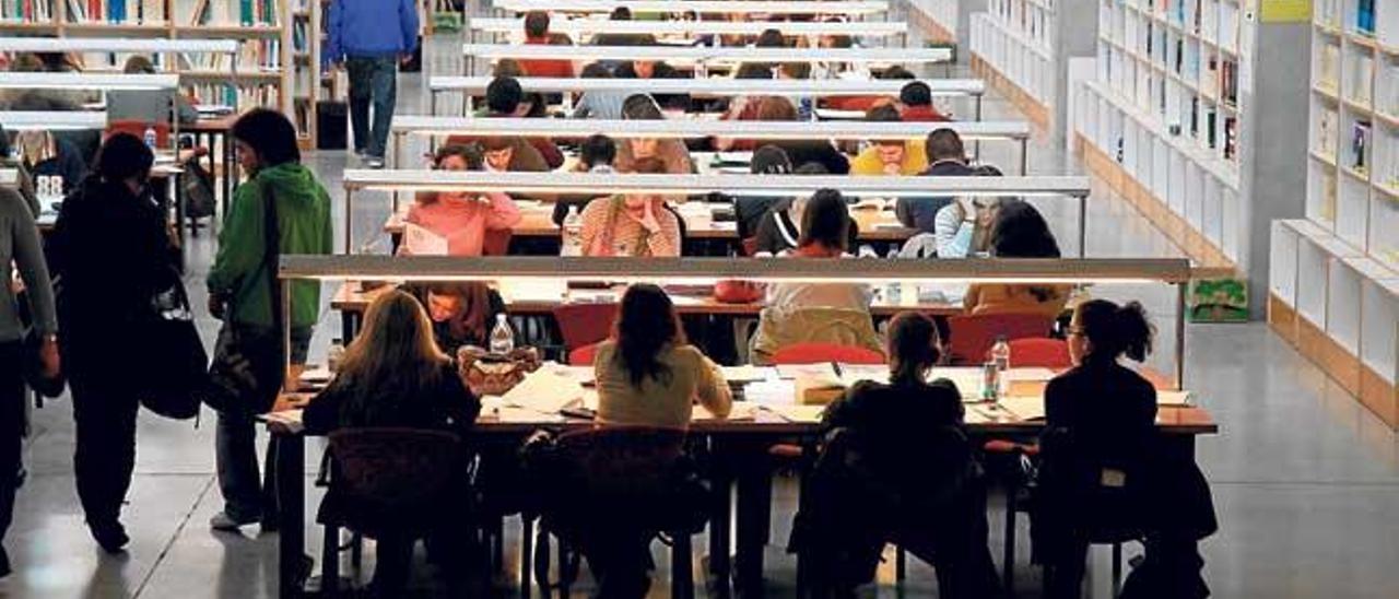 Alumnos de la Universitat estudiando en una de las bibliotecas del campus.