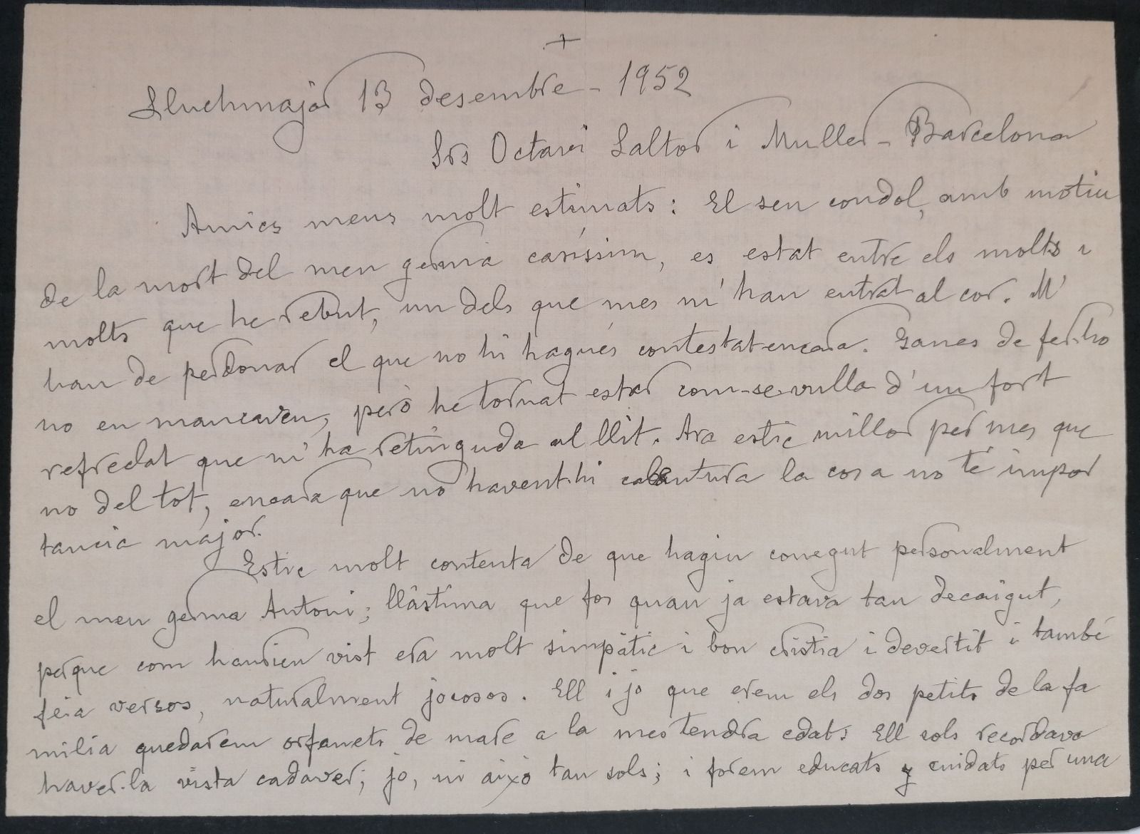 Cartas de la escritora Salvà para el archivo de Llucmajor